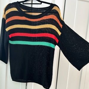 black with multi stripes light weight sweater size small